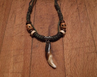 Wolf Tooth Necklace Wolf Teeth Necklace Wolf Necklace Tribal Wolf Tooth Necklace Adjustable African Native American Tribal Spiritual Healing