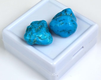 35.35 Ct High Quality Natural Arizona Mine Kingman Turquoise Gemstone Rough Pair