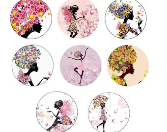 1 inch, lot of 8 "fairy women"