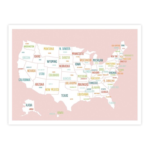 printable united states map digital download map travel map
