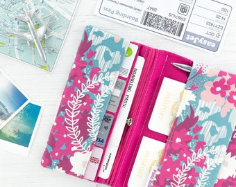Travel Wallet // Passport Holder In Exclusive Fabric - Waves // Passport Cover // Family Sized // Gifts For Women // Travel Gifts