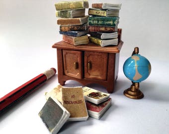 Victorian dollhouse, Miniature books, dolls house bundle, twelfth scale, set of 12, antiquarian books, miniature journals, 1 inch scale