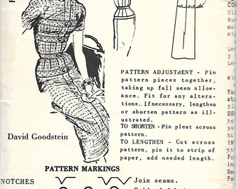 1950's Spadea 1300 David Goodstein Slim Dress Pattern, Size 10, Bust 34