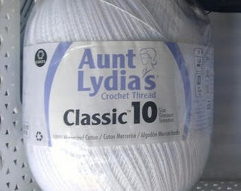Aunt Lydia's Classic Cotton Crochet Thread Size 10 White 2730 yd.