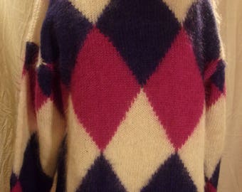 Vtg Fuzzy Mock turtle-neck Mohair Sweater Large