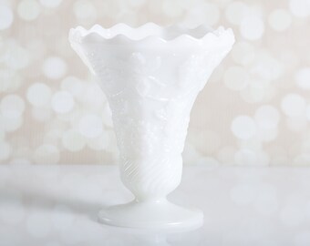 Beautiful Fluted Milk Glass Vase