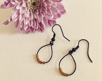 Small black&topaz hoop earrings