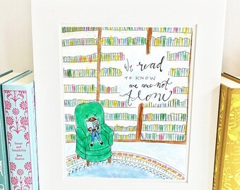ON SALE Girl in Library Print - Reading - Classroom Decor - library - LE1