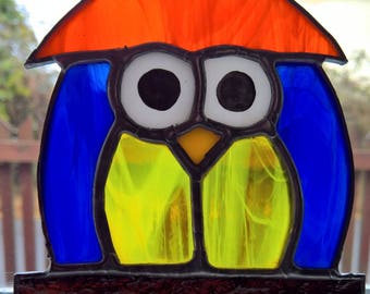 Owl stained glass sun catcher