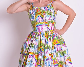 50's style Unicorn Squad Print Cotton Dress, Unicorns, Pinup, vintage reproduction, Make for Good