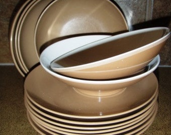 vintage kitsch ... MELMAC 13 pce group of PLATES and BOWLS ... cool ...
