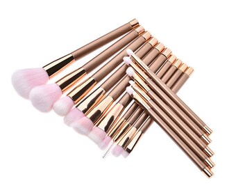 15pcs Rose Gold Makeup Brushes,makeup brush set, Cosmetic brushes, Makeup tools, Brushes set