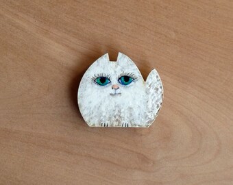 Cat Magnet, Kitty magnet, OOAK magnet, Mini card included, Wild cat, Cute Magnet, Hand painted Cat,