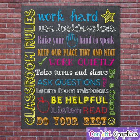 Classroom Rules Sign Poster Back to School Teacher