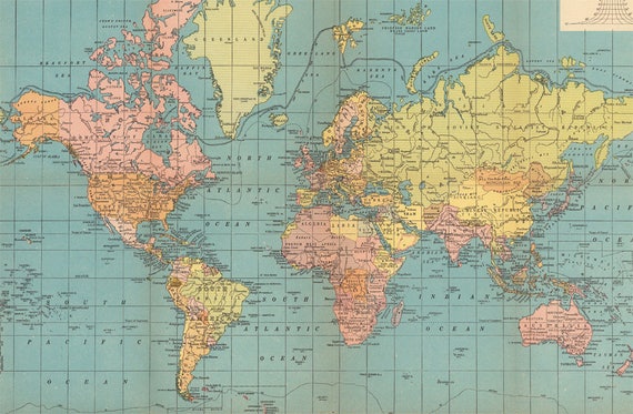 world map printable digital download 1930 vintage world map