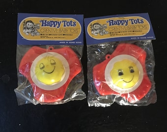 Happy Tots 1960s Hanging Baby Rattles Decorations with Faces
