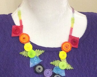 Rainbow Necklace / Beaded Necklace / Handmade Necklace / Geometric Necklace / OOAK Necklace