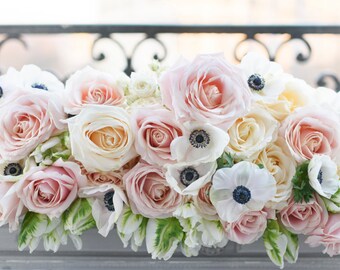 Paris Photograph - Early Winter Bouquet, Paris Balcony, Roses, Pink Romantic French Home Decor, Large Wall Art