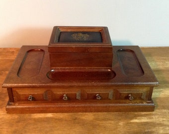 Vintage Men’s Wood Dresser Valet / Men’s Jewelry Box Organizer / Dresser Organizer