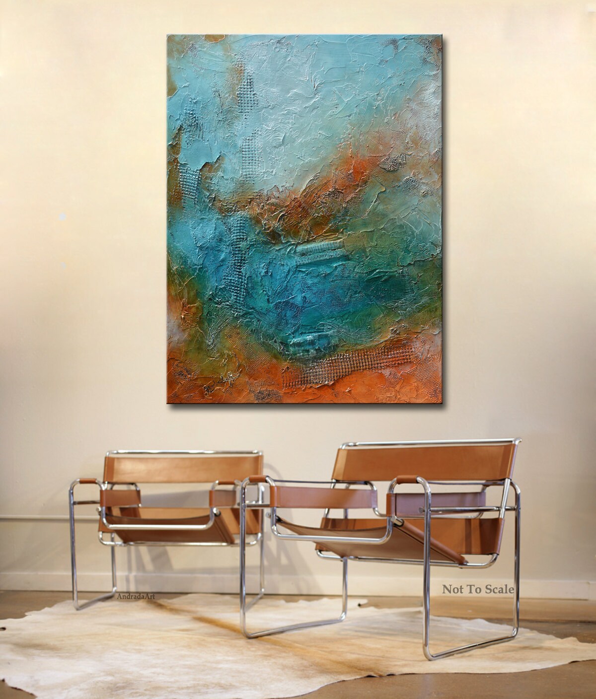Original Abstract Painting Contemporary Blue Rust Painting
