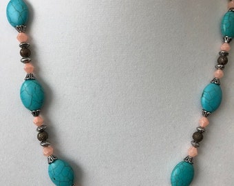 Turquoise and Peach Necklace
