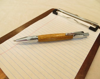 Wooden pen, wooden pencil, hand turned, chrome
