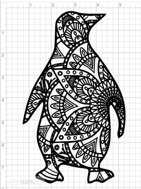 Download Mandala Style Penguin SVG PDF EPS Dxf & Studio 3 Cut Files