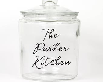 Personalized Last Name Glass Cookie Jar