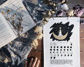 Year of Growth Calendar 2018, Lunar Phases Calendar, Moon Calendar