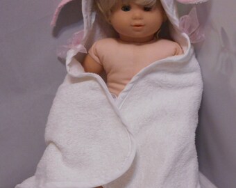 15 Inch Baby Doll Bunny Towel/Teddy Bear Bath Snuggle/15 Inch Baby Doll Clothes/Granddaughter Gift/Gift for Daughter/Doll Clothing/Girl Gift