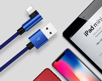 iPhone Charger, 3ft/6ft 90 Degree Angel Head Nylon Lightning Cable USB Charger