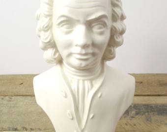BACH Bust. White Ceramic 1970's Arnel's Bust of Johann Sebastian Bach. Vintage Head Bust. Famous Composer.