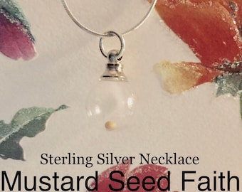 Mustard Seed Necklace Sterling Silver Traditional Christian Keepsake Jewelry for Women, Girl, Teen, Christmas Religious Gift