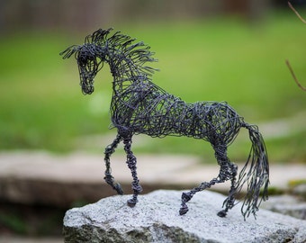 Metal Sculpture, Wire Art, Horse Sculpture, Miniature Animals, Horse Decor, Industrial Decor, Birthday Gift, Wire Horse, Horse Figure