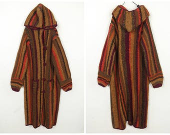 80‘s Vintage /Rainbow /Stripe /handmade/long wool sweater coat