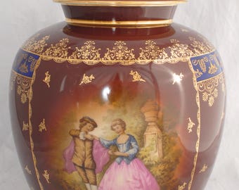 Huge ROSENTHAL Lidded Ginger Jar Vase with Hand Painted Courtly Couple (39.5cm)