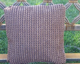12"x12" Brown Chenille Pillow with pleated corners