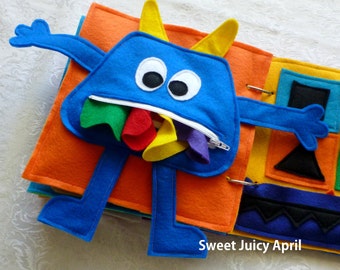 Monster Zipper Mouth Quiet Book Page