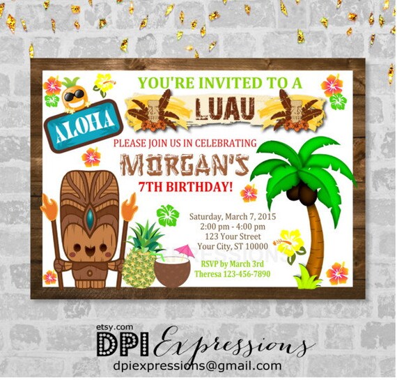 hawaii theme party invites