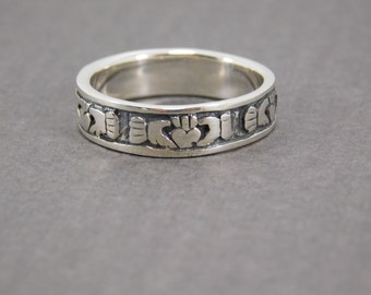 Free Engraving Mens Heavy Sterling Silver 925 Claddagh Ring / Promise Ring / Engagement Ring / Friendship Ring