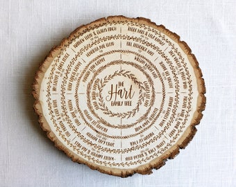 family tree wood sign, family tree art, genealogy chart, ancestry, wood burning, personalized, anniversary gift, wedding gift, custom