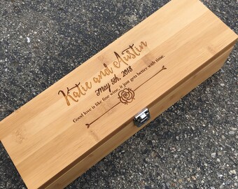 Wood Engraved Wine Box, Hinged Wine Box, Wine Box, Laser Engraved, Christmas Gift, Birthday Gift, Anniversary Gift, Gift
