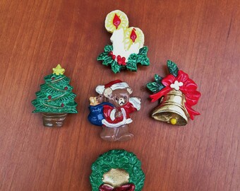 Christmas Button Covers Tacky Christmas Sweater Decoration Christmas Tree Candle with Holly Christmas Bell Santa Bear with Toys Wreath
