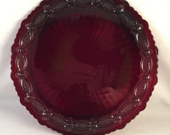 A Beautiful Avon Cape Cod Large Plates, Ruby Red 1876 Replicas, Collection of Cape Code Avon Ruby Red Dishes, Cape Cod Platter