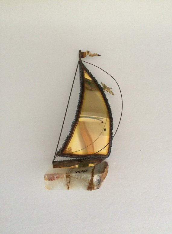 Nautical Sailboat Sculpture Ship great Copper Tin Metal