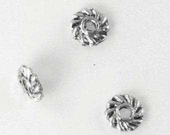 Silver Spacer Bead, Antique Silver Bead, Lead Safe Pewter Bead, Bead Findings- 5x1 mm - 100 pieces (PWT2072S) adorabellabeads