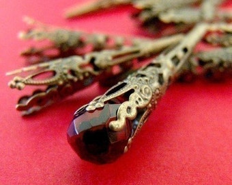 12pcs 42mm Antique Bronze Filigree Cone Bead Caps A033