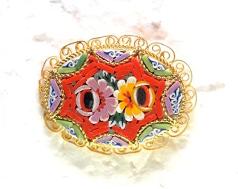 Vintage Italian Micro Mosiac Inlayed Glass Pin