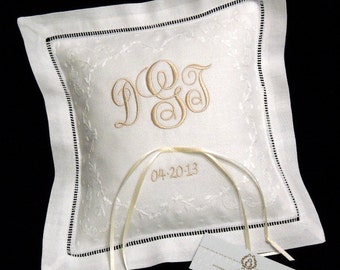 Ring Bearer Pillow, Irish Linen Ring Cushion, Wedding Ring Pillow, jfyBride, Style 5822