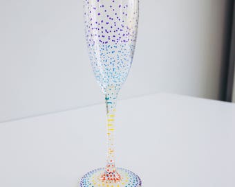 One hand painted Champagne Flute
